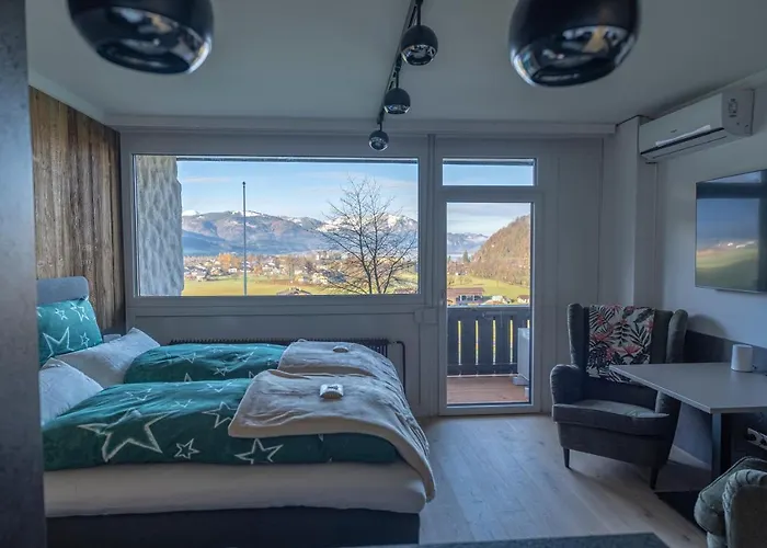 Wolfgangsee - Panorama Blick, Parkplatz, Balkon Apartment Strobl